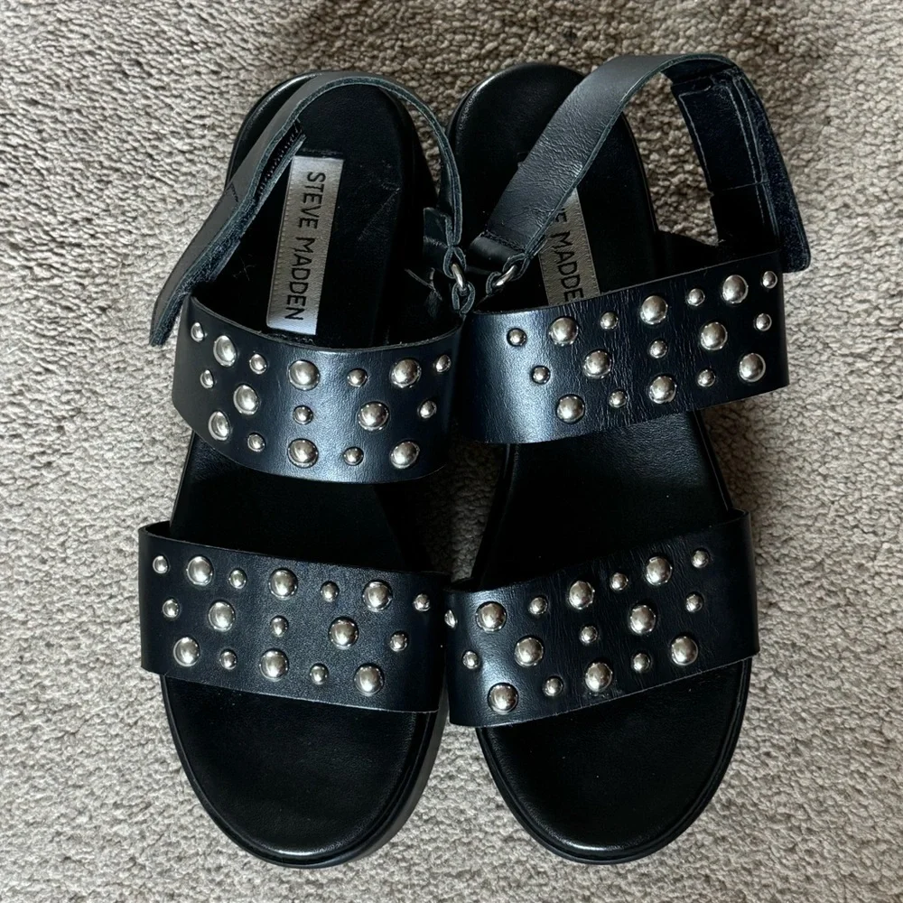Steve Madden Black Studded Platform Sandals
